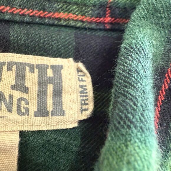 Duluth Trading Shirt Mens Large Green Free Swingin Flannel Trim Fit Large - Picture 5 of 12